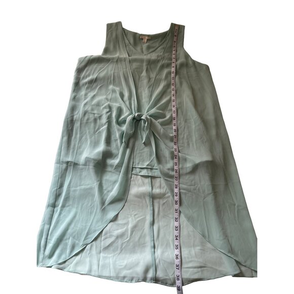 💖EST. 1945 sheet mint top with short sleeves, high low hem and front tie - Picture 6 of 6